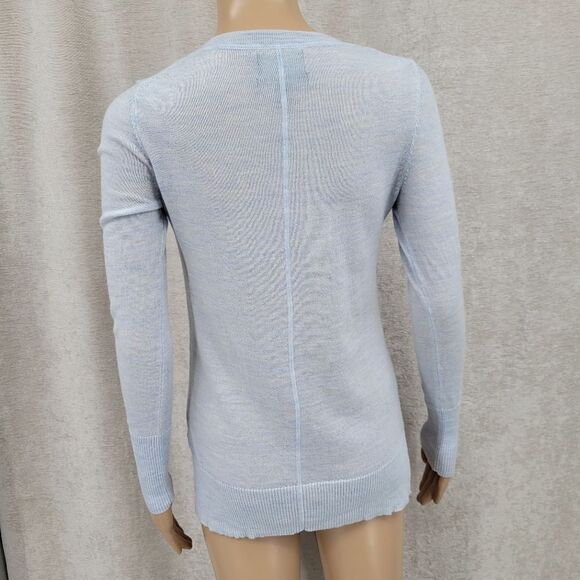 Fenn Wright Manson Pale Blue Merino Wool Vneck Sweater Women's Small - Picture 7 of 11